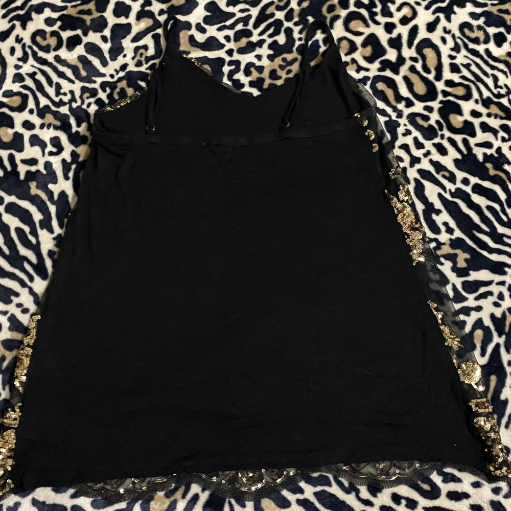 About A Girl Black Top with Gold Sequin Embellishment - Picture 3 of 4